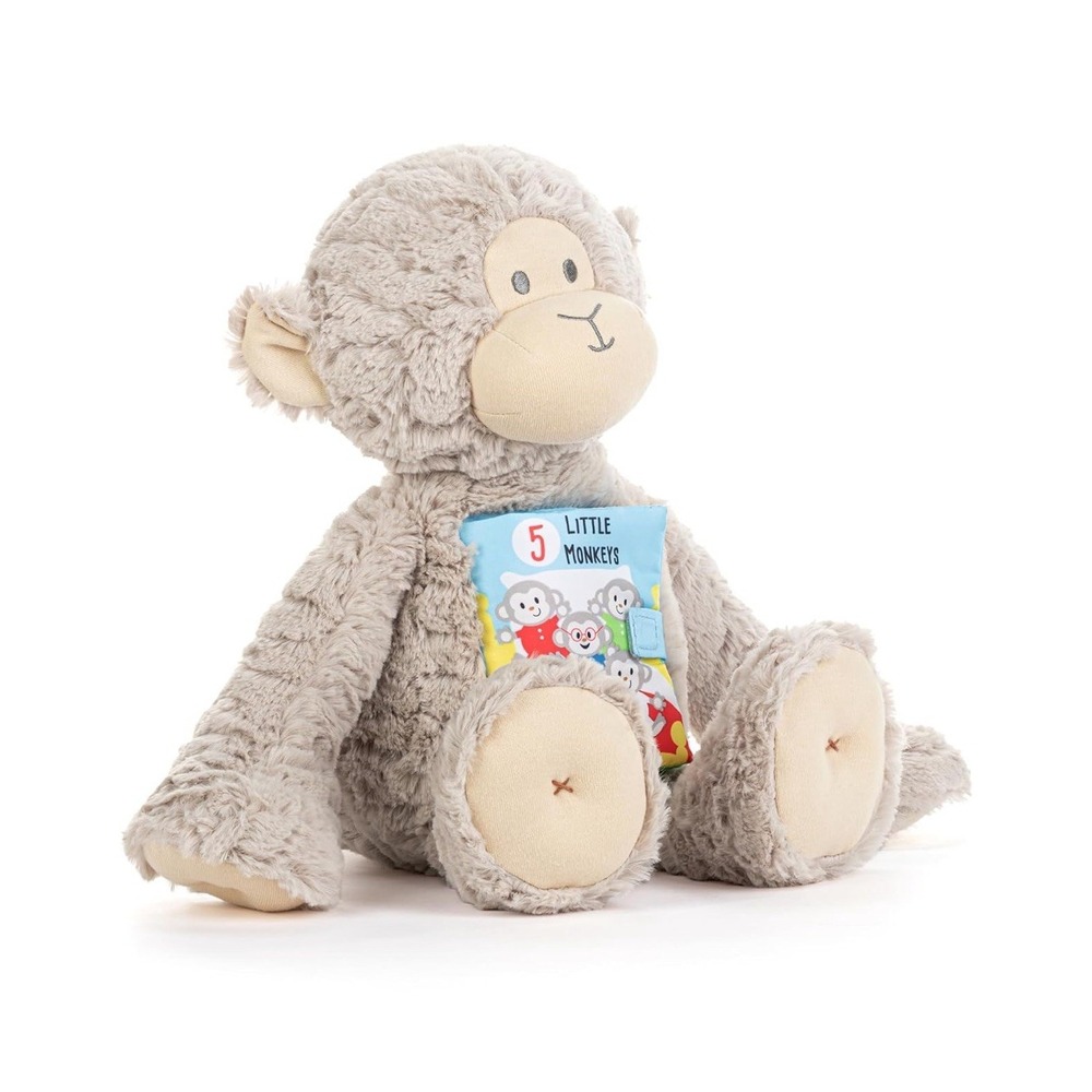 Demdaco Monkey Plush Stuffed 12" Animal With Cloth 3 Little Monkeys Book RARE